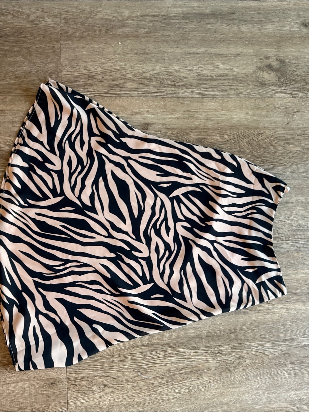 Japna Black and Blush Zebra-Print Satin Midi Skirt